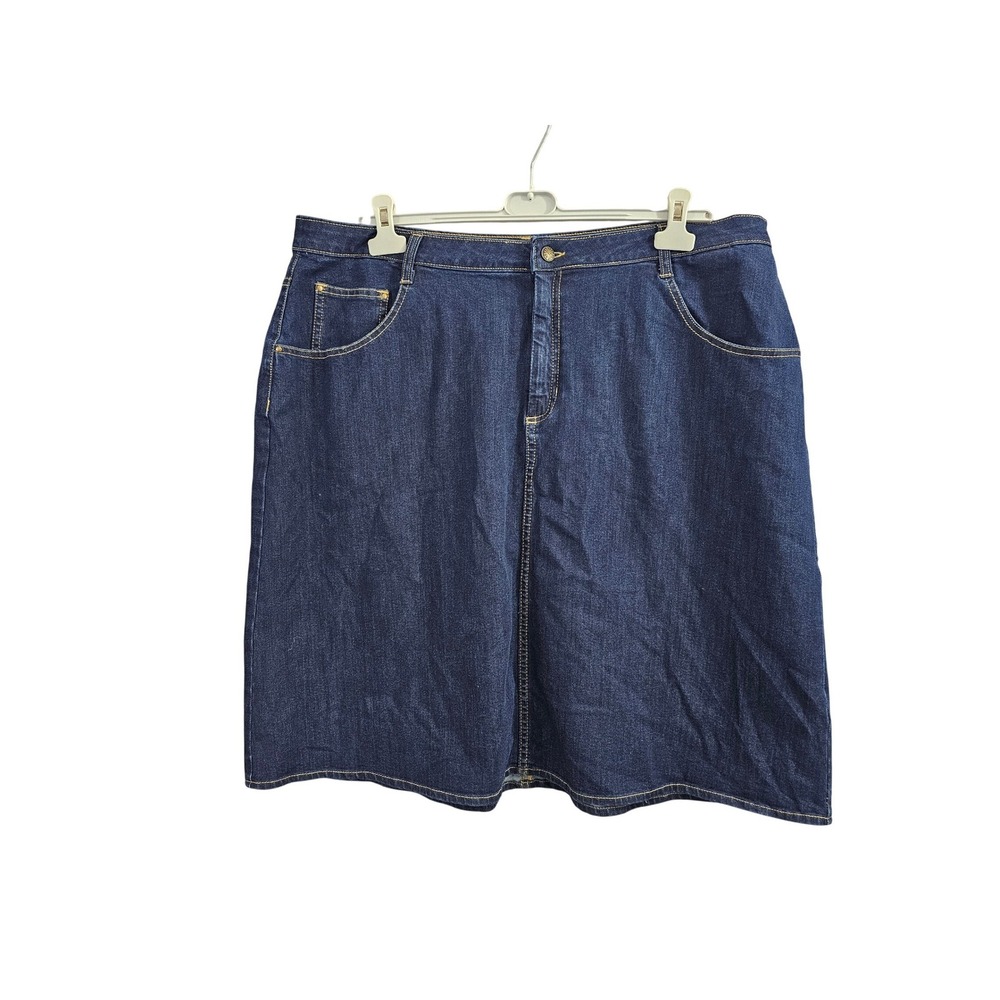 eShakti Womens 3X 24W Dark‎ Wash Denim Skirt Blue Cotton Blend CL0044618